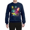 thumbnail image 2 of Wild Bobby Dean Russo Cat Wearing a Crown Thinking Cat Crowned Cat Lover Unisex Crewneck Graphic Sweatshirt, Vintage Heather Navy, X-Large, 2 of 5