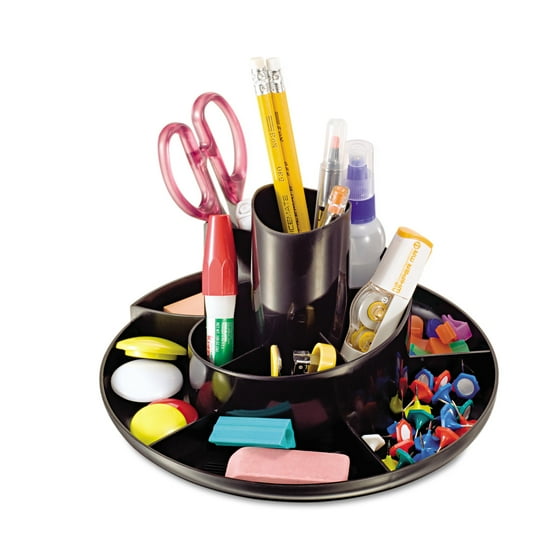 Universal Rotary Desk Organizer 11 Compartments 8 3 4 Dia X 5 Universal Rotary Desk Organizer 11 Compartments 8 3 4 Dia X 5 Black Com