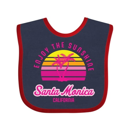 

Inktastic Summer Enjoy the Sunshine Santa Monica California in Pink Boys or Girls Baby Bib