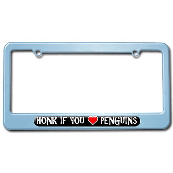 Honk if You Love Penguins License Plate Frame