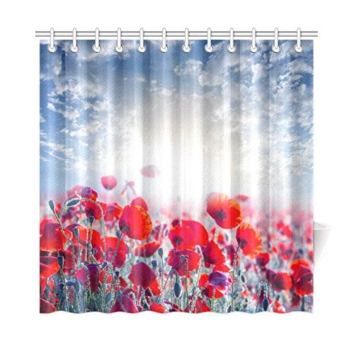 Pop Red Poppy Bathroom Shower Curtain 66x72 Inch Walmart Ca
