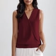 thumbnail image 2 of Liquidation! Hauts Grande Taille pour Femmes, Blouse à Manches Courtes d'Été pour Femmes, Mode Décontractée Sans Manches Unie Col en V Blouse, 2 of 5