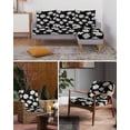 thumbnail image 6 of White Daisy Floral Sofa Couch Cushion Covers Washable, Removable Stretchable Sectional Couch Covers, Spring Summer Flowers Black Slipcovers for L & T Shape Sofa Furniture Protector S Size 2 pcs, 6 of 7