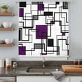 thumbnail image 5 of Purple Geometric Sheer Curtains 63 Inches Long, Black Grey Abstract Striped Modern Art Light Filering Curtains, Breathable Simi Curtain Privacy Drapes for Living Room Bedroom Window Treatment, 5 of 9