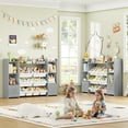 thumbnail image 5 of Homfa Kids Toy Organization Cubby Bookcase with 8 Bin, 2 Door Gray Storage Organizer Bookshelf for Children Room Playroom, 5 of 7