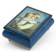 thumbnail image 1 of Vibrant Blue Ercolano Painted Music Box Titled "Afternoon on Flower HIll" by Brenda Burke - Waltz (Brahms) - SWISS, 1 of 2