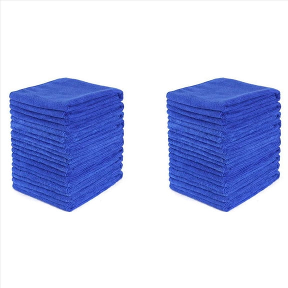 Rollbacks & More 40pcs Absorbent Microfiber Towel Car Home Kitchen Washing Clean Wash Cloth Blue