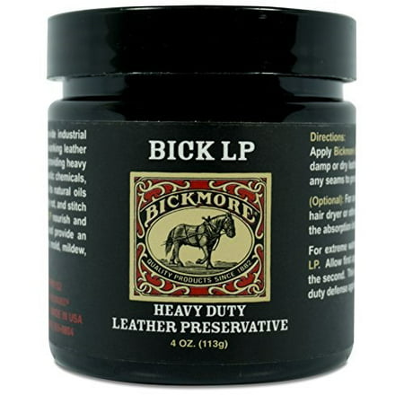 bickmore bick lp 4oz - heavy duty lp leather preservative - leather protector, softener and restorer balm for boots, shoes, motorcycle seats, saddles, tool pouches and belts, baseball gloves, and