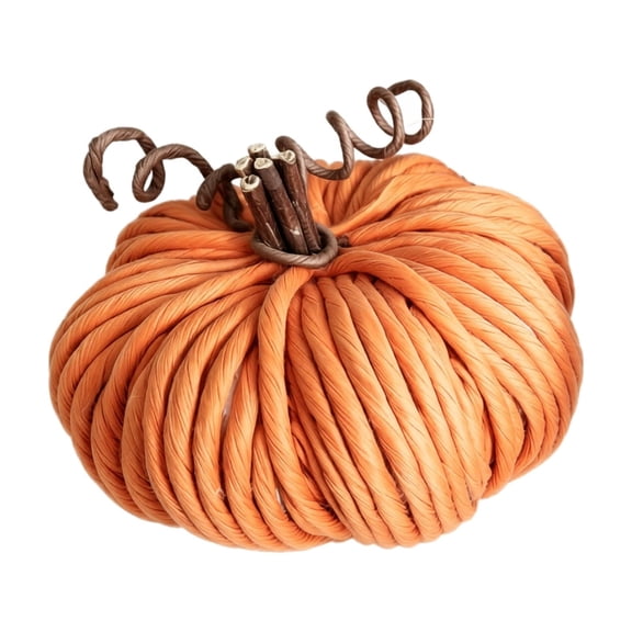 Halloween Decor, Hand-Knitted Halloween Pumpkin Decoration with for Home, Tabletop and Fall Party Decor, Polyester, 7.9 x 7.9 x 4.7 in, for Halloween Home Decor, Thanksgiving and Holiday Gift