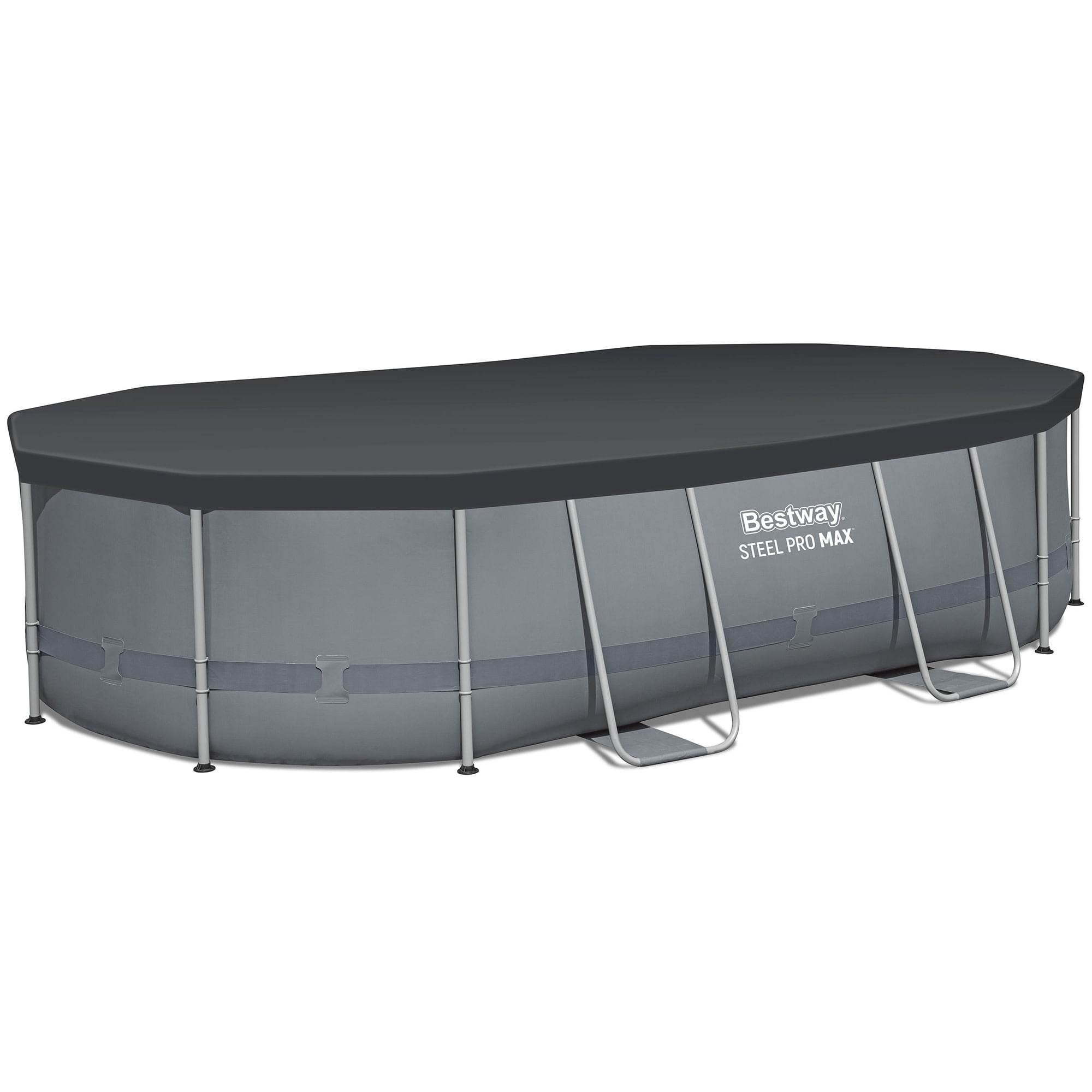 Bestway Steel Pro MAX - 16' x 10' x 42" - Oval Above Ground Swimming Pool Set, ClickConnect Frame, Tritech, Filter Pump-Ladder-Cover, 2,893 Gal Water
