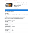 thumbnail image 2 of Left Headlight Assembly - Compatible with 1999 - 2001 Sterling Truck A9513 2000, 2 of 2