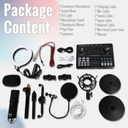 Podcast Equipment Bundle, BAOKALER 48V XLR Large Diaphragm Condenser Microphone with Live Sound Card, Condenser Microphone Bundle for Studio Recording & Broadcasting