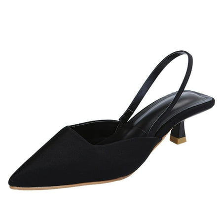

iOPQO Women s high heels Band Heels Sandals Casual Color Solid Pointed Single Elastic Toe Shoes Women High Women s High Heels Leather Pointed Toe Elastic Black 38
