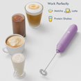 thumbnail image 7 of Powerful Milk Frother Handheld Foam Maker, Mini Whisk Drink Mixer for Coffee, Cappuccino, Latte, Matcha, Hot Chocolate, No Stand, Light Purple, 7 of 7
