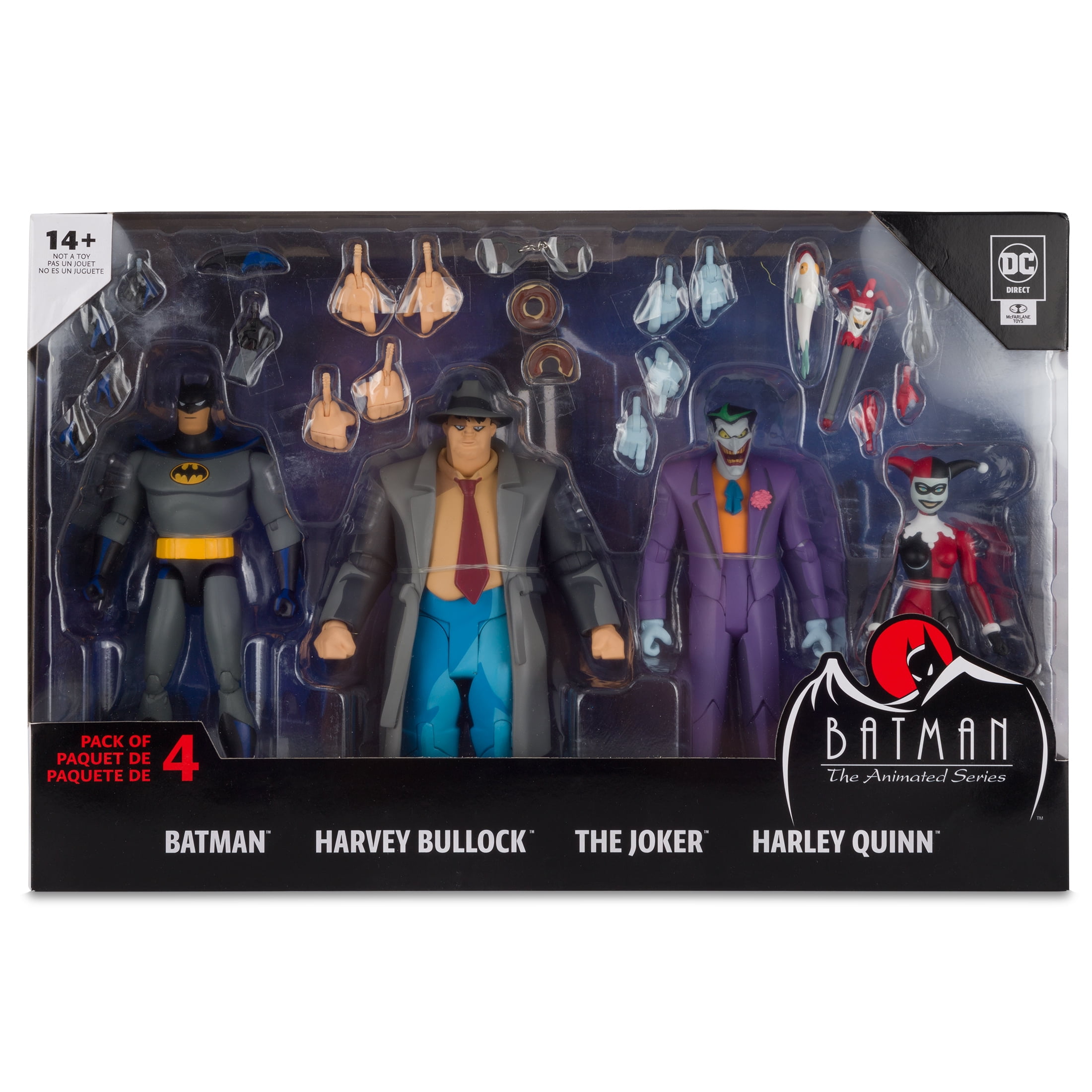 McFarlane Toys DC Direct Batman the Animated Series 4 Pack Collectible  Action Figures includes Batman, The Joker, Harley Quinn, and Harvey Bullock  Walmart Exclusive 
