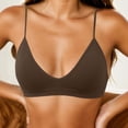 thumbnail image 2 of lcziwo Ribbed Bralettes for Women Thin Spaghetti Straps V Neck No Underwire Bras Seamless Plunge Bra Everyday Bralette Coffee M, 2 of 6