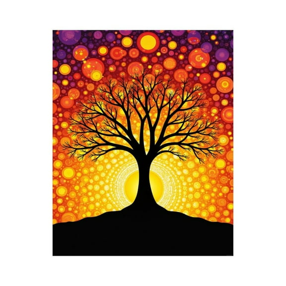 Paint by Numbers Kit for Adults, Abstract Sunset Tree Silhouette Paint by Numbers, Easy Paint by Numbers Kit for Adults Beginner, DIY Adult Paint by Number Kits on Canvas, Home Decor 12x16in