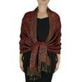 thumbnail image 2 of Peach Couture - Elegant Women Double Layer Reversible Paisley Pashmina Shawl| Wrap| Scarf, 2 of 10