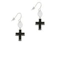thumbnail image 2 of Delight Jewelry Silvertone Large Black Enamel Cross with Decorated Sides Silvertone Leaf French Earrings, 2 of 5