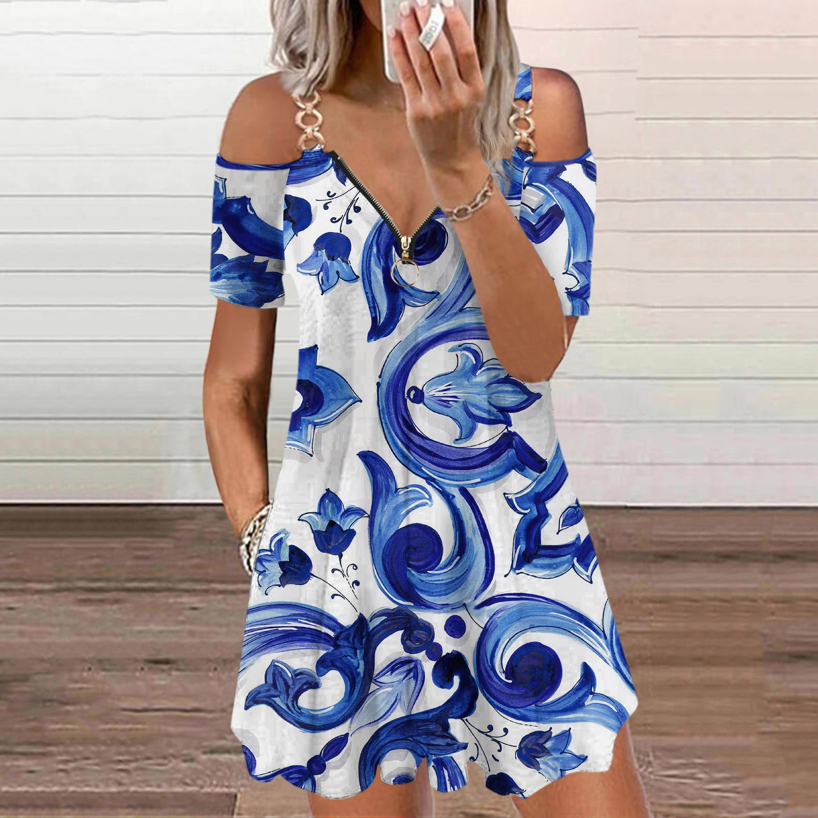 STEADY Ladies Casual Sexy V-neck Printed Dress Floral Pullover A-line Dress  cheap dresses under 10 dollars for women,Black/M 