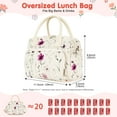 thumbnail image 4 of Inosoo Large Capacity Reusable Lunch Bag for Woman, Handheld or Shoulder Carry Insulated Lunch Box, Corduroy Fabric with Herb and Flower Pattern, 4 of 15