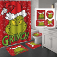 thumbnail image 1 of Juegos De Baño Navideños Cortina De Ducha Impermeable,4 Pzs Xtellar rojo, 1 of 4