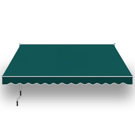 SUNNYOUTDOOR 12'x10' Patio Awning Retractable Awning Sun Shade Manual Patio Deck Awning (Green)