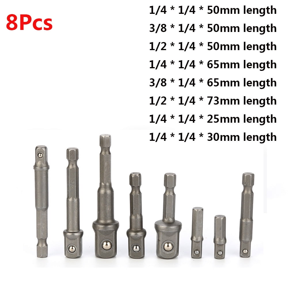 8Pcs Socket Bit Adapter Set Hex Impact Drill Bits Driver Bar Wrench