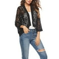 thumbnail image 2 of ASFGIMUJ Womens Cardigan Sweaters Open In Front Casual Lace Crochet Cardigan Three Quarter Sleeve Sheer Cover Up Jacket Black XL, 2 of 7