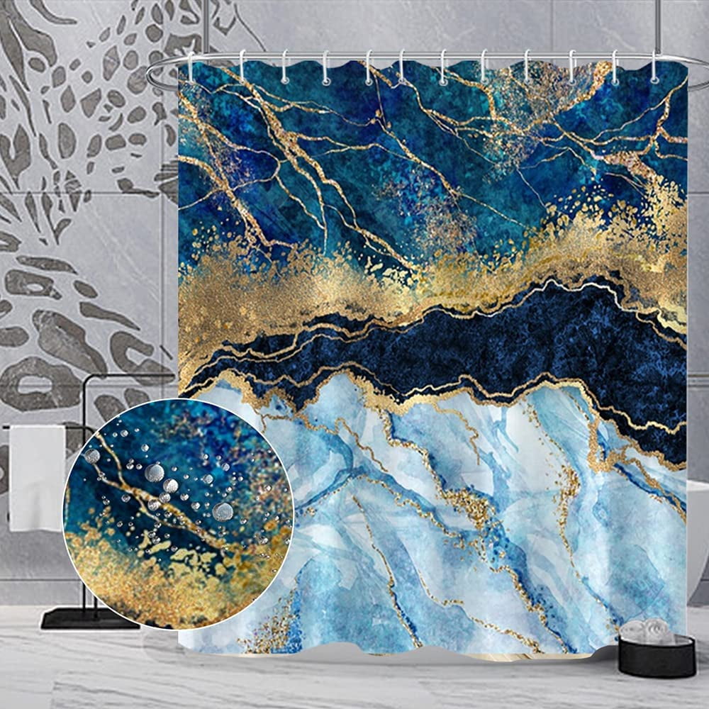 Marble Bathroom Shower Curtain Green Blue Navy Gold Sand Waterproof Fabric  Shower Curtains with Hooks Watercolor Abstract Shower Curtains Cloth for  Home Bath Decor 72x72 inches - Walmart.com, image size:1000x1000