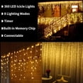 thumbnail image 7 of Toodour Outdoor Christmas Lights, 29.5ft 360 LED Icicle Christmas Lights with 8 Modes, 60 Drops Fairy String Lights for Holiday, Party, Wedding Decors (Warm White), 7 of 7