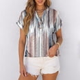 thumbnail image 2 of QATAINLAV en Liquidation Liquidation, Chemises en Lin à Boutons pour Femmes 2025 Manches Courtes Retroussables Col en V Blouse Décontractée Mode Imprimé Floral Henley Chemises Tunique de Plage Multicolore TTG, 2 of 9