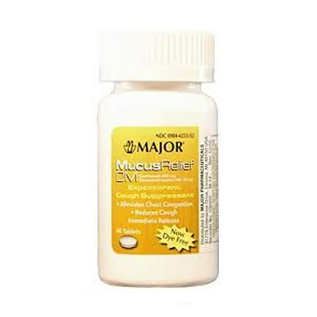 Mucus Relief and Cough Suppressant By Major 60 Tabs (3-Pack)