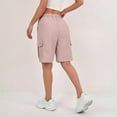 thumbnail image 6 of Cyglowse 2025 Cargo Shorts Women Bermuda Shorts Summer Quick Dry High Waisted Long Shorts Drawstring Knee Length Plus Size Ladies Hiking Shorts with Pockets Pink XL 8" Inseam, 6 of 7
