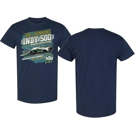 109th Indianapolis IndyCar 2025 Adult Race 5.25.2025 Teal Logo Navy Tee M