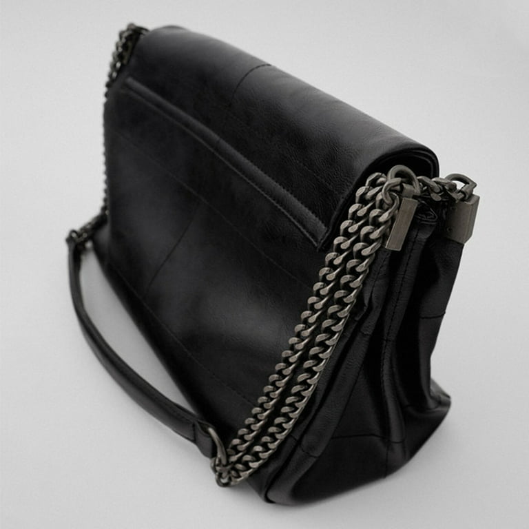 Womens Rock Style Flap Shoulder Bag Black