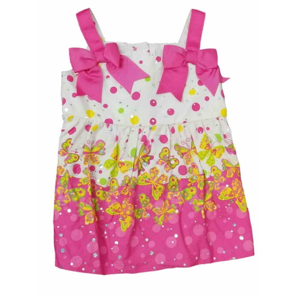 Ashley Ann Infant Baby Girls White Pink Butterfly Hippie Sundress Baby Dress 12M