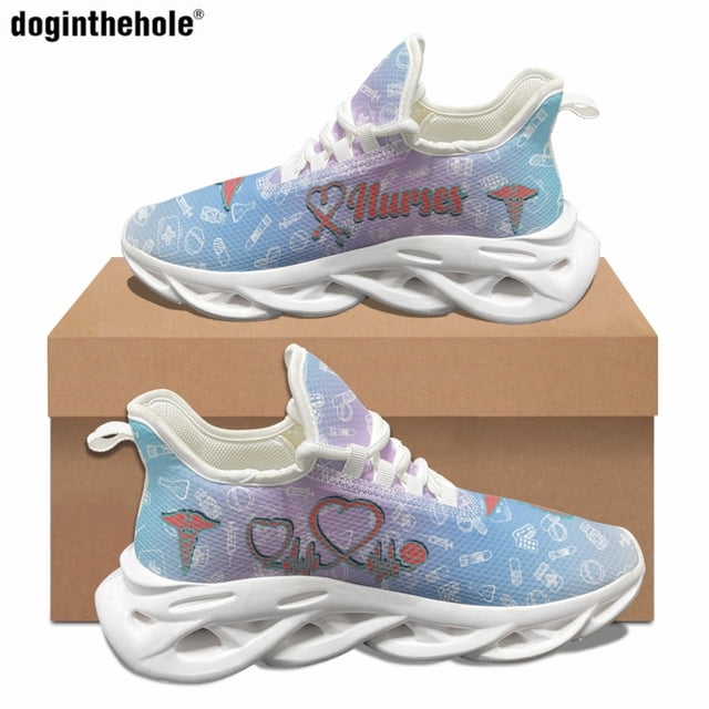 Zapatos planos casuales Doginthehole para mujer, a la moda, con estampado de equipo médico caduceo, zapatillas deportivas para correr al aire libre para hombre