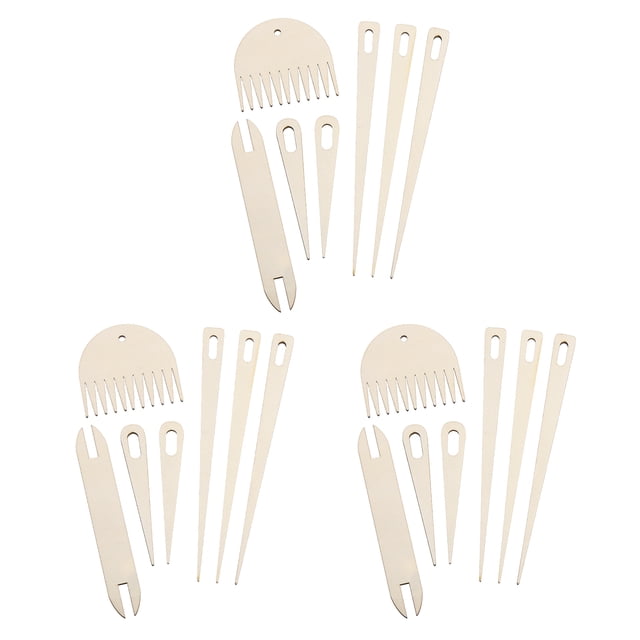 Uxcell Hand Loom Stick Set, 21pcs Knitting Tools Including Wood Weaving Crochet Needle Wooden Shuttle Wood Weaving Comb