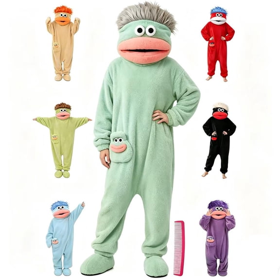 Kids and Adults One Piece Pajamas, Funny Cartoon Hooded Onesie Sleepwear Romper Loungewear Costume with Comb, Funny One Piece Pajamas, Cartoon Onesie Pajamas