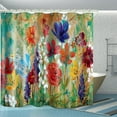 thumbnail image 4 of Bathroom is Decorated with 3D Colorful Flower Oil Painting Shower Curtain, 12 Shower Curtain Hooks Accessories Bathtub Curtains, and 72x72 Inch Waterproof Shower Curtains, 4 of 6