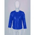 thumbnail image 3 of TSSOE Boys Girls Sparkly Metallic Long Sleeve Loose T-Shirt Jazz Hip Hop Dance Top Performance Costume Dancewear Royal Blue 9-10, 3 of 7