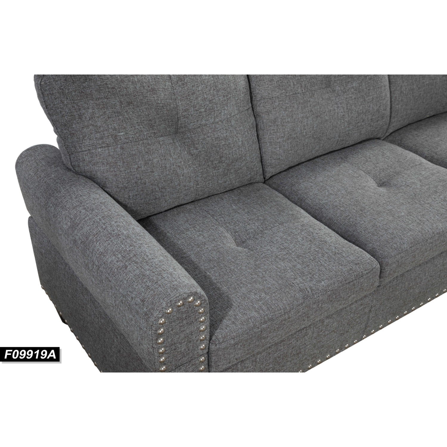 Hommoo 4-Seat Linen Sectional Sofa Sets, L Shaped Flippable Backrest Sectional Couches and Sofas, Modern Living Room Furniture Sets, 15' Back Height, Grey(No Ottoman)