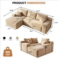 thumbnail image 4 of VKHCU 96" sectional couches for living room, Modular L-Shaped Couch with Chaise, Cloud Boneless Couch with Upholstered Deep Seat,Plush Corduroy Fabric, Camel, Left Facing Chaise, No Assembly, 4 of 13