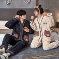 thumbnail image 3 of Pijamas de pareja Otoño e Invierno Polar Coral Hombres y Mujeres Polar Espesado Franela Con Capucha Invierno, 3 of 6