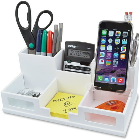 UPC: 0014751995256 | Victor Technology Desk Organizer with Smart Phone Holder  White (W9525)