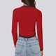 thumbnail image 2 of Top corto de manga larga ajustado para mujer - Camiseta ajustada de cuello redondo, poliéster, XS-XL, camiseta básica para yoga y entrenamiento para otoño/invierno, 2 of 5