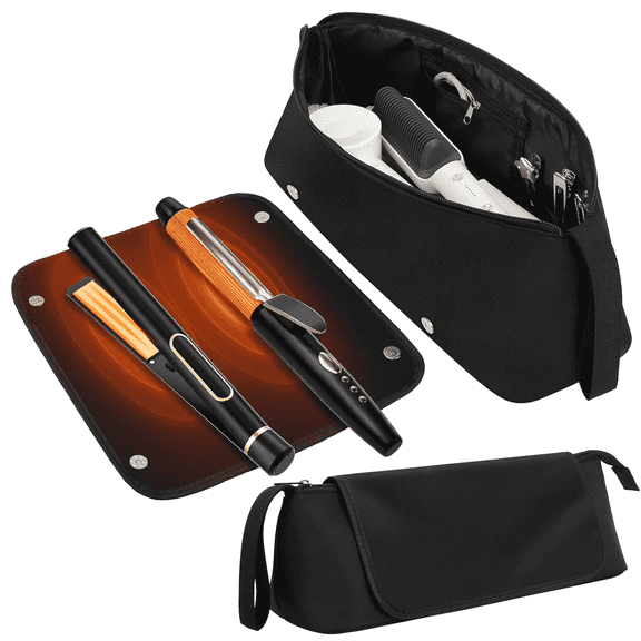 Hot Hair Tools Travel Bag, Curling Iron Travel Case with Heat Resistant Pad for Flat Iron, Straightener & Travel Hair Tools