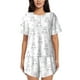 thumbnail image 1 of Fotbe Heart Rabbit Conjunto de Pijama Estampado para Mujer, 2 Piezas, Ropa de Dormir con Camiseta de Manga Corta y Shorts Suaves-Medium, 1 of 6