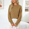 thumbnail image 2 of vigerkar Womens Casual Sweaters Long Sleeve Crew Neck Trendy Sweater Tops Fashion Knitwear (Khaki, XL), 2 of 9
